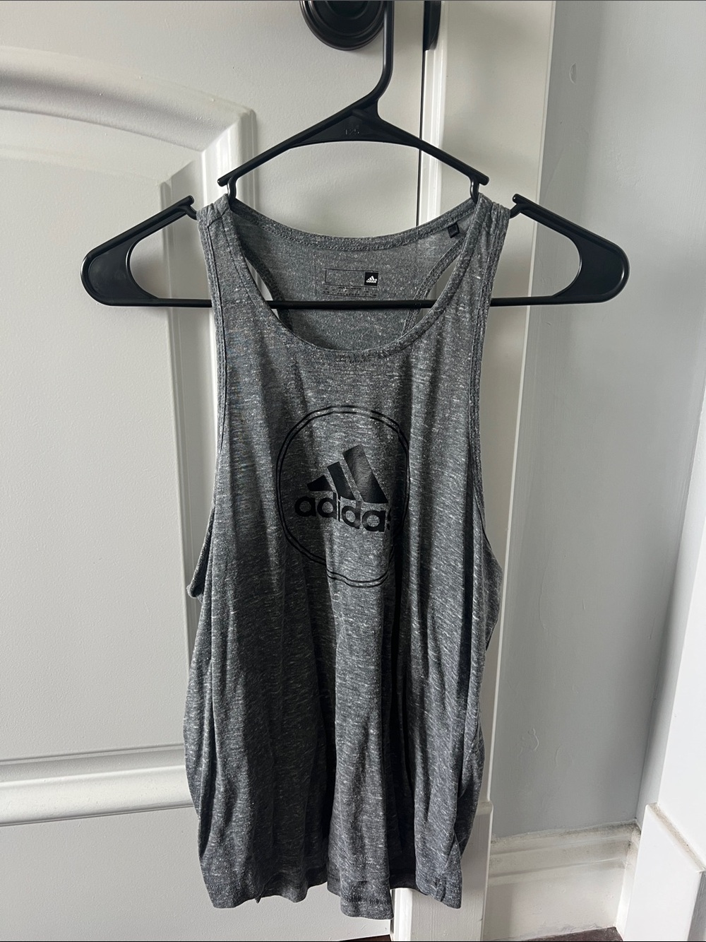 adidas Charcoal Gray Racerback Tank with Logo